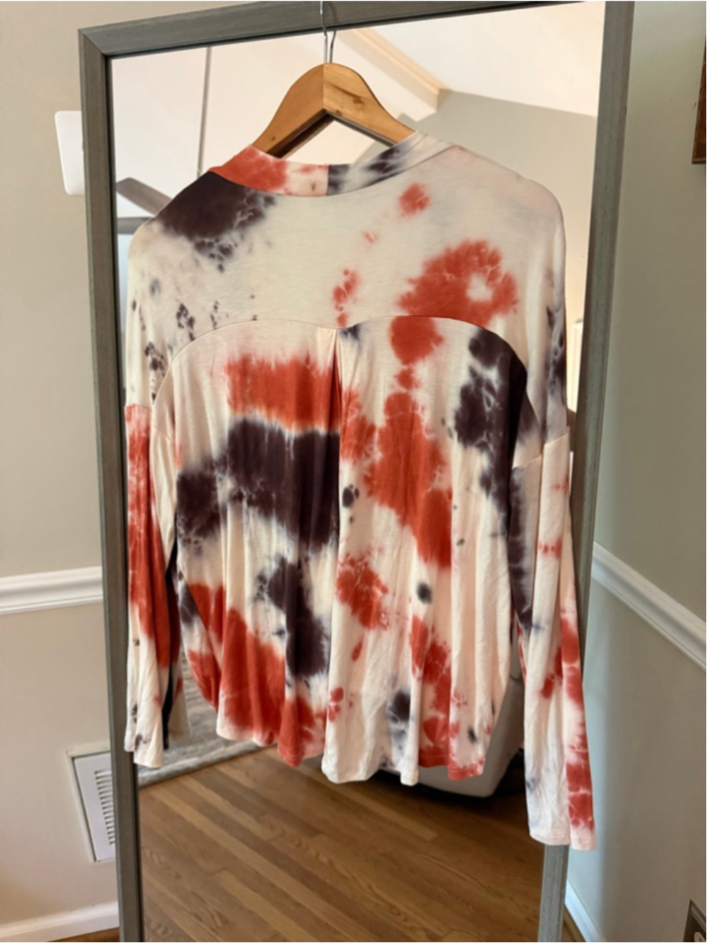 HYFVE Women's Long Sleeve Tee White Rust Tie-Dye Large - Picture 5 of 5